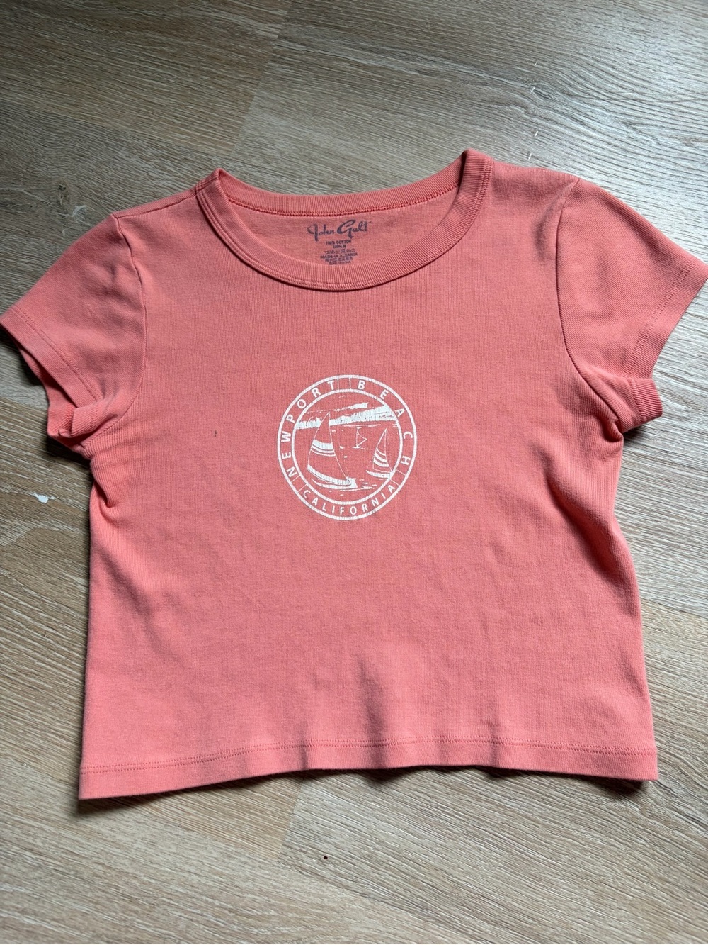 Brandy Melville Coral Cropped Graphic Tee